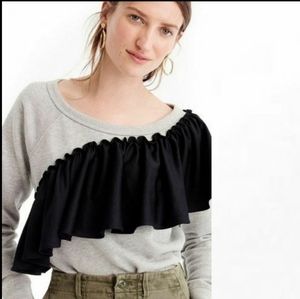 J. Crew Asymmetrical Ruffle Sweatshirt